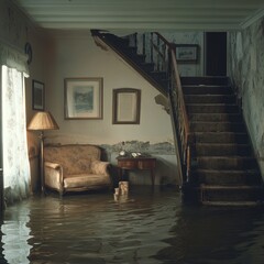 Flooded Victorian Foyer.