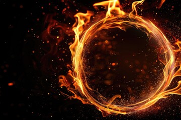 Poster - A fiery ring on a dark black surface