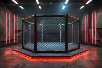 Aufkleber - A small cage with bright neon lights inside