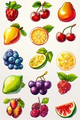 Poster - Colorful fruits arranged on a clean white surface, great for food or lifestyle shots