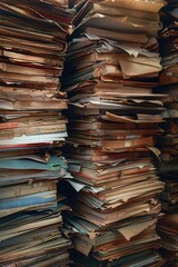 Aufkleber - A pile of vintage documents stacked on top of each other