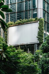 Poster - A blank billboard standing in front of a tall building