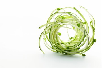 Poster - Fresh cucumbers arranged in a spiral pattern on a clean white surface