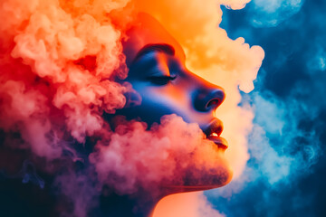 Poster - A woman with smoke coming out of her face