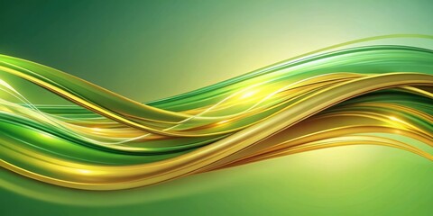 Wall Mural - abstract flowing waves of green and gold background for organic designs