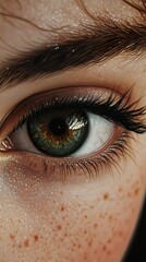 Canvas Print - Close Up of a Green Eye with Freckles