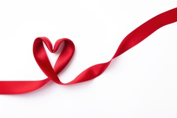 Poster - Red heart ribbon white background celebration circle.