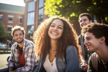 Poster - Group student laughing adult day.