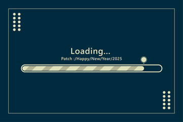 2025 loading notification message with computer link and address in classic retro style of system us