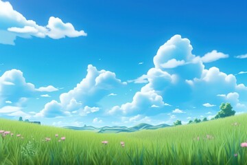 Wall Mural - Sky backgrounds grassland landscape.