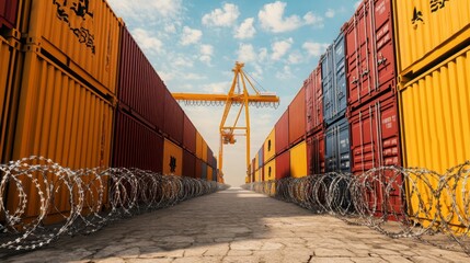 Cargo Containers with Barbed Wire Security