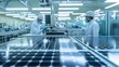 © pkproject - Renewable Energy Production:Engineers Inspecting Solar Panels in Cleanroom Environment