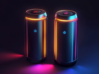 Futuristic Speakers with Neon Lights.