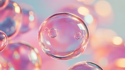 Sticker - Abstract Bubbles in Pink and Blue: Macro Photography