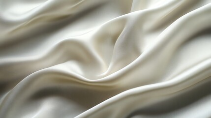 Wall Mural - close-up of smooth, off-white satin fabric.