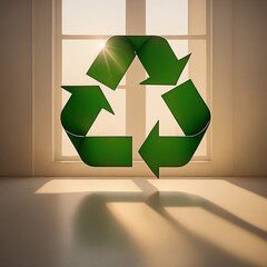 Green eco social recycling icon recycle logo symbol ecological waste management zero waste sign 3d