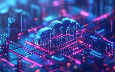 Poster - Businesses embracing cloud technology for digital transformation, illustrated with a focus on enhanced agility and streamlined operations