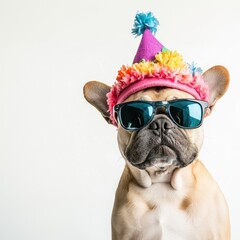 Canvas Print - Cool dog wearing party hat