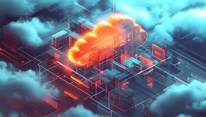 Leinwandbilder - Digital transformation acceleration depicted through a cloud illustration, highlighting businesses embracing cloudbased solutions for improved agility