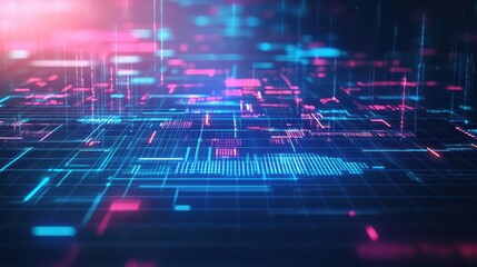 Aufkleber - Augmented reality interface, shaded backdrop, futuristic grid pattern, digital data flow