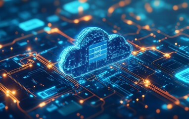 Poster - Illustration of digital transformation with cloudbased solutions, demonstrating how businesses are evolving for greater agility and efficiency