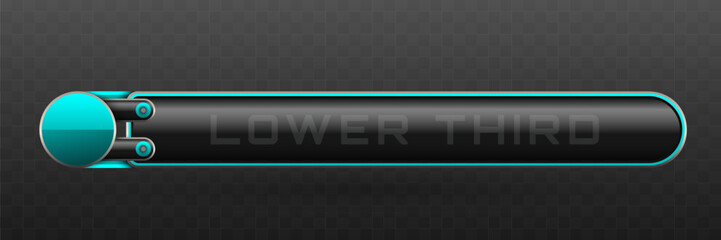 Wall Mural - Lower Third Banner in Metallic Black, Silver and Aqua Blue Color Theme for Video Screen Broadcast Presentation Titles