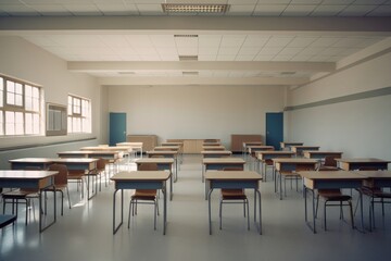 Poster - School architecture classroom furniture.