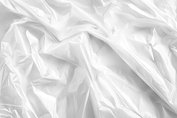 Textured layers of crumpled white plastic wrap create an abstract visual of light and shadow in an artistic setup. Generative AI