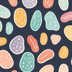 Sticker - Abstract Colorful Pattern with Irregular Shapes on Navy Background