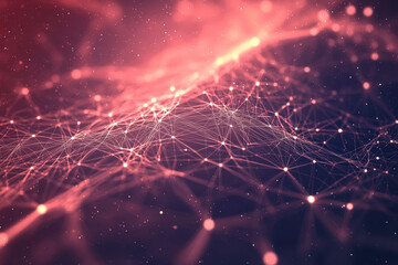 Poster - Exploring a vibrant digital landscape filled with interconnected nodes and glowing paths in a mesmerizing abstract design. Generative AI