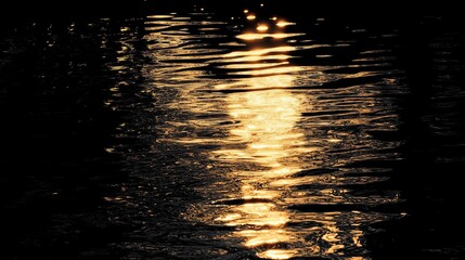 Poster - Reflections of golden sunlight shimmering on water at dusk creating a tranquil and serene atmosphere at a lakeside