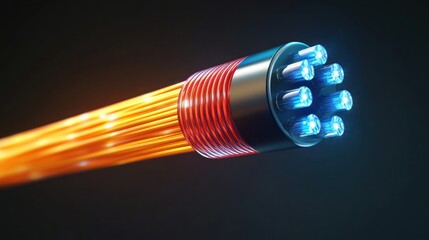 Poster - A close-up of a futuristic fiber optic cable with glowing ends, suggesting advanced technology.