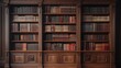 © Nathan - Elegant wooden bookshelves filled with a diverse collection of antique and classic books.