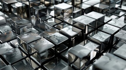 Poster - Reflective Cubes in a Modern Abstract Arrangement