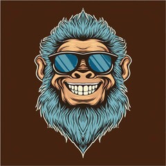 yeti head smiling with sunglasses vector