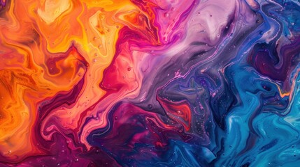 Sticker - Colorful Abstract Swirls of Paint in Vibrant Tones