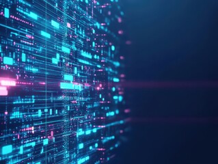 Poster - Shaded hologram projection, abstract digital patterns, futuristic data visualization