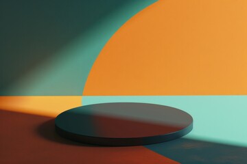 Poster - Minimalist Circular Platform with Bold Color Background