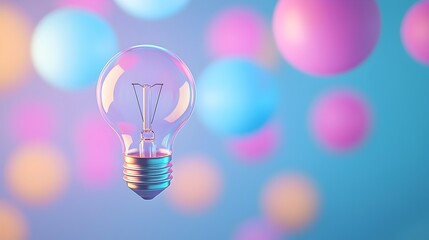 Poster - Illuminating Dreams A 3D Render of a Softly Glowing Light Bulb in a Fantastical Dreamscape Inspiring Creativity and Imagination - Spark New Ideas with This Captivating Visual