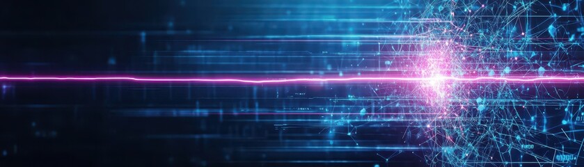 Aufkleber - Visualization of charged particles in an electrostatic field, bright neon lights, futuristic design, dark background, scientific illustration