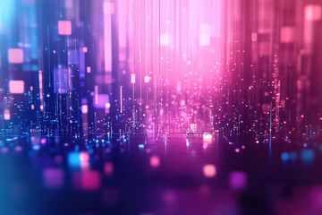 Poster - Captivating abstract visuals of glowing patterns and vibrant colors creating a mesmerizing digital environment at dusk. Generative AI