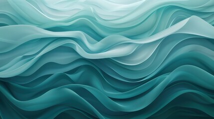 Wall Mural - Soft Waves in Shades of Aqua and Teal