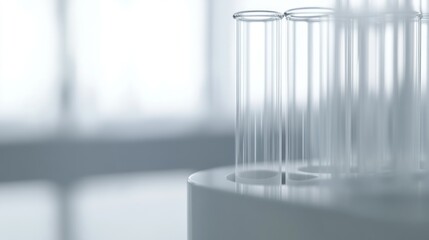 Poster - A close-up of test tubes in a laboratory setting, emphasizing scientific research and experimentation.