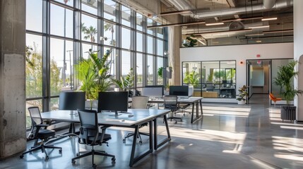 Sticker - Modern Office Space with Natural Light and Plants