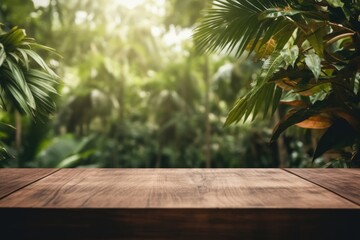 Canvas Print - Jungle table wood outdoors.