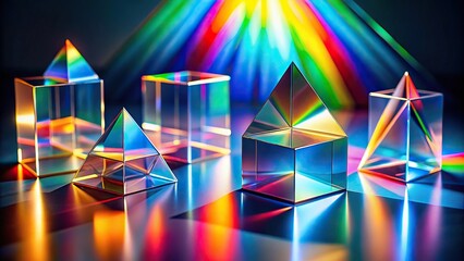panoramic geometric figure prisms with light diffraction and reflection