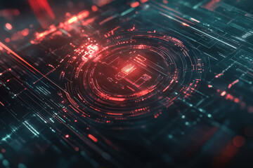 Poster - dynamic visualization of intricate circuitry and glowing patterns in a futuristic digital landscape 