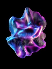 Poster - A vibrant abstract 3D shape with mesmerizing blue and pink colors against a black background. A minimalist poster in metallic and chrome gradient style.