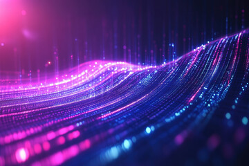 Fototapete - Vibrant digital waves of light and color swirling gracefully in a mesmerizing display of motion and energy at night. Generative AI
