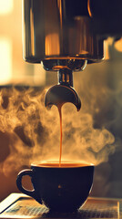 espresso coffee maker in a cafe